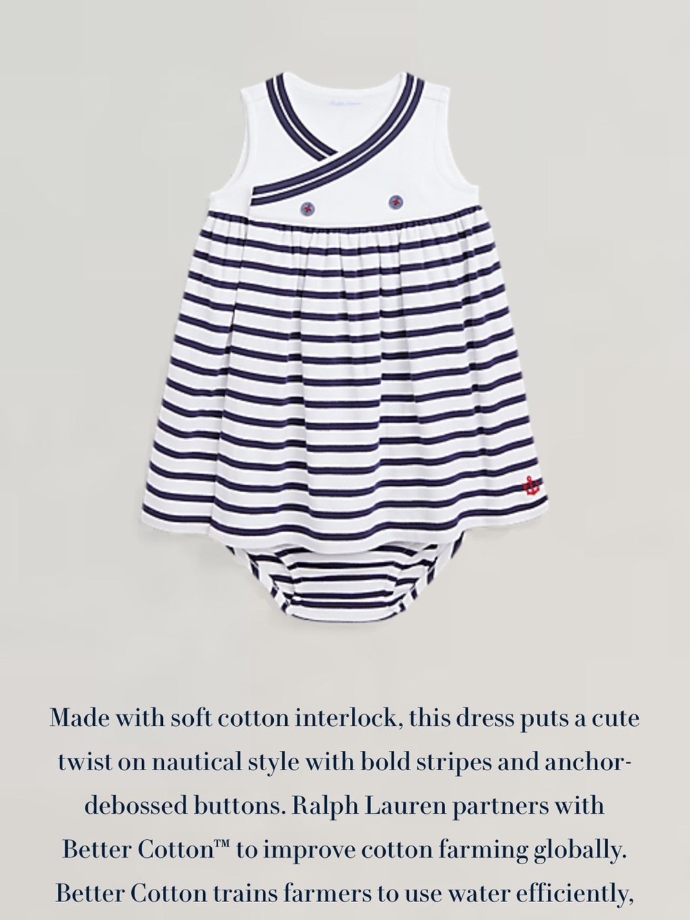 Ralph Lauren White & Navy Striped Baby Dress